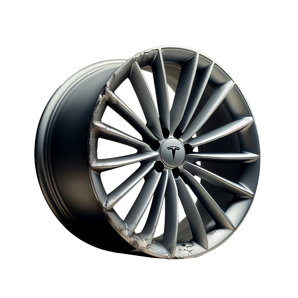 AI: Curb damaged Tesla Rim
